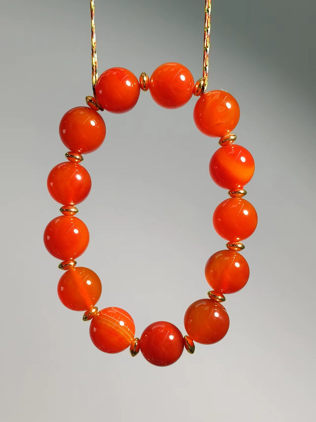 Agate Carnelian With Specer Beads Bracelet 14mm