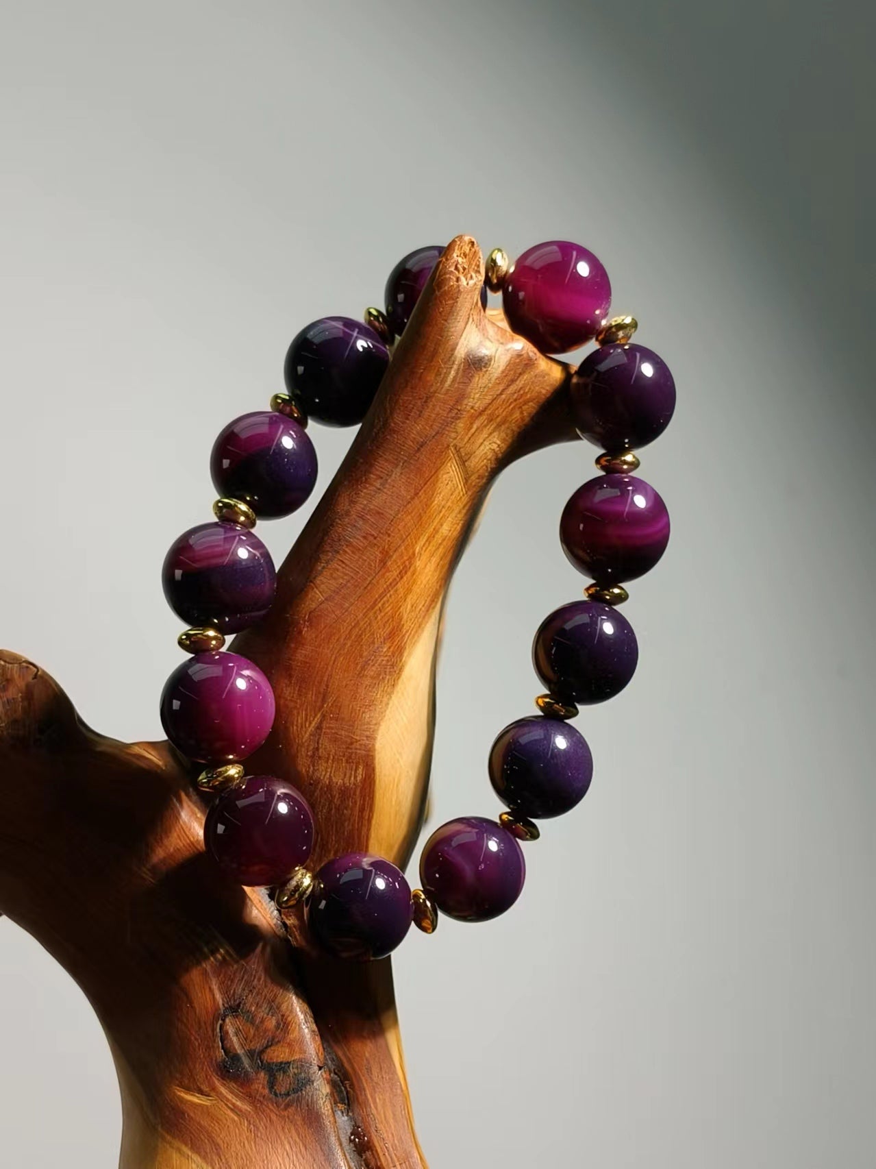 Agate Purple Lace Grape With Specer Beads Bracelet 14mm