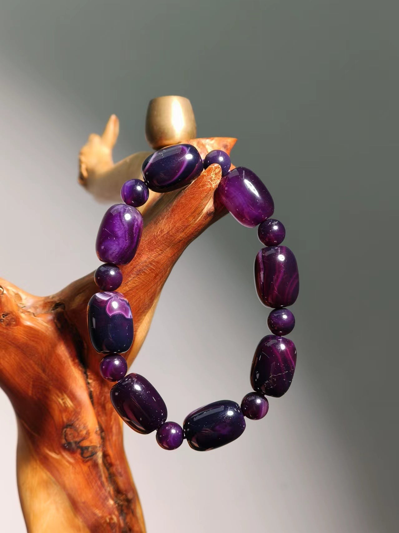 Agate Purple Barrel Shape Bracelet 14mm
