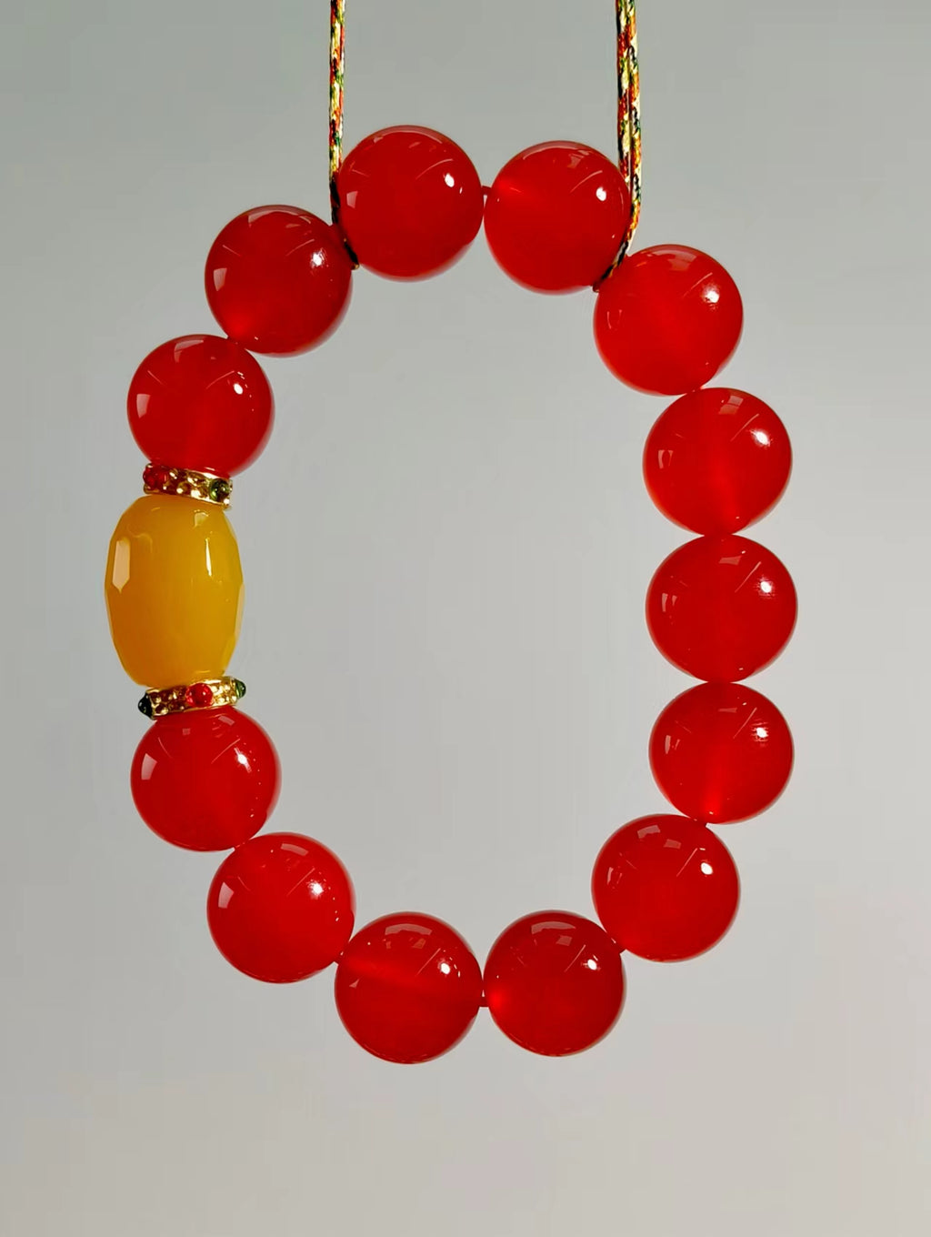 Agate  Red Clear & Yellow Bracelet 14mm