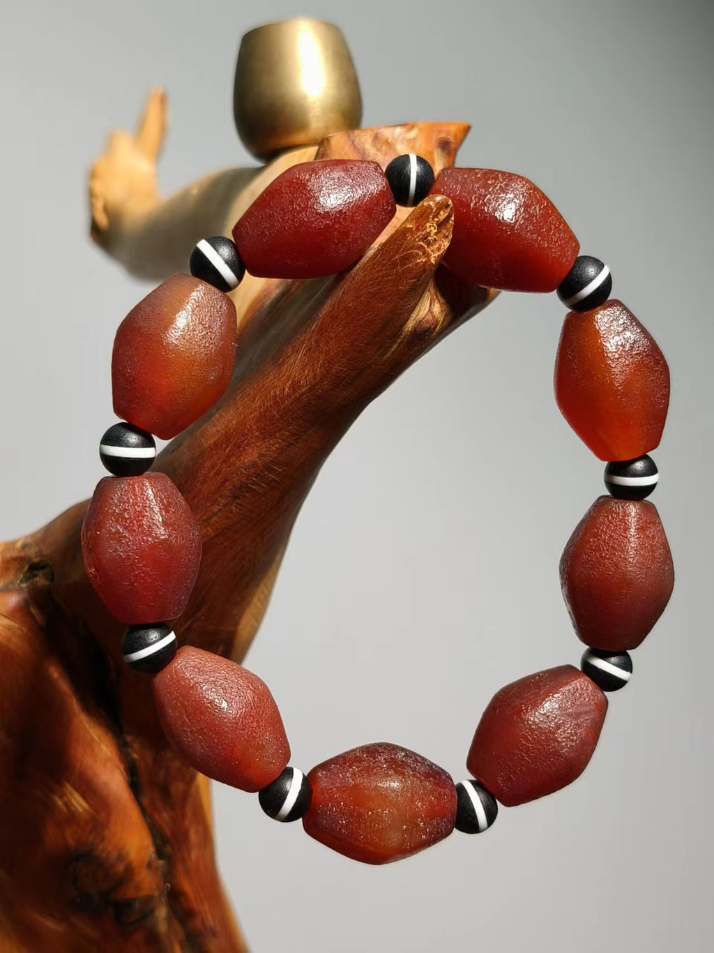 Agate Dzi Beads Rark Red & Small Black White