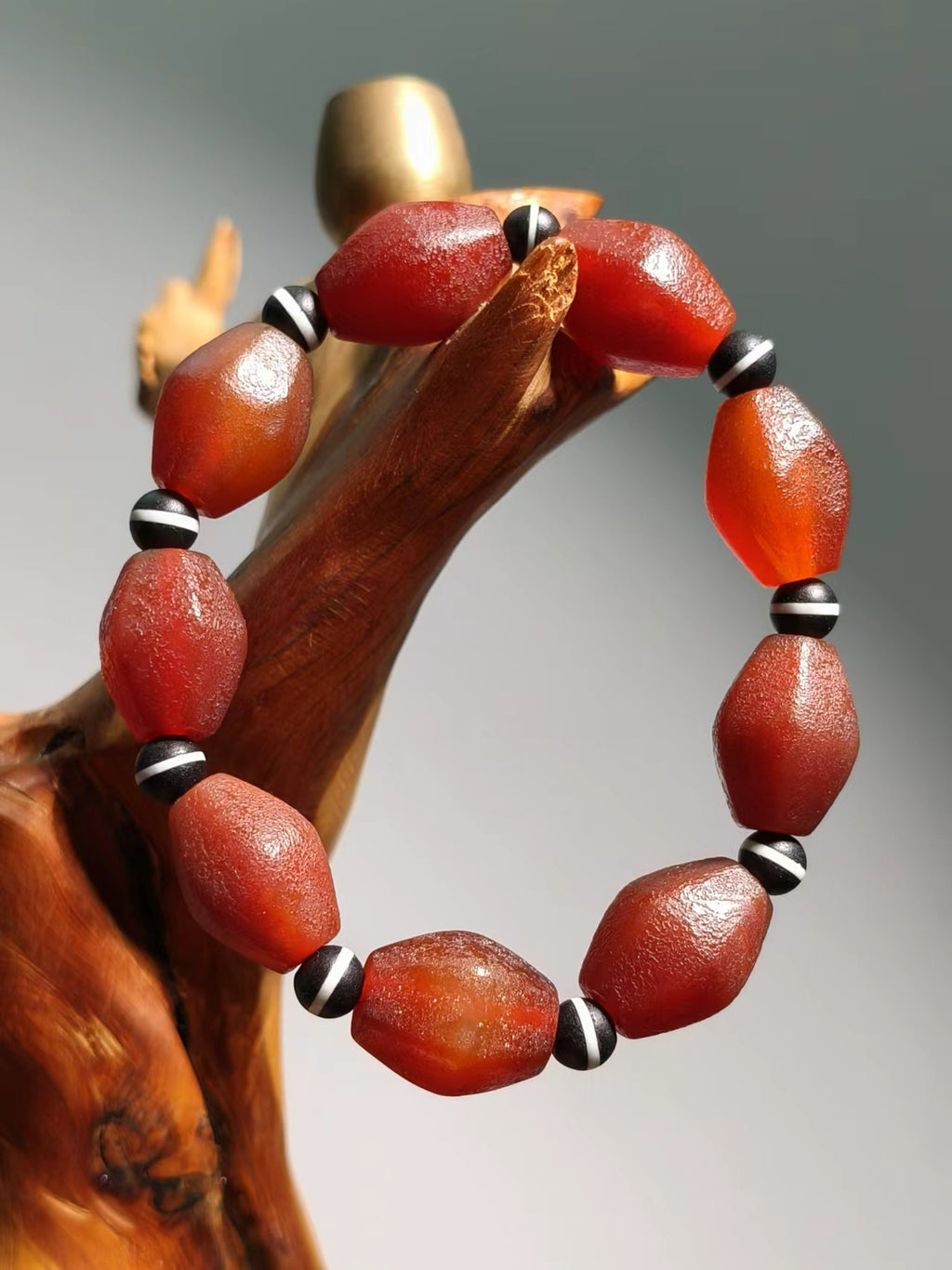 Agate Dzi Beads Rark Red & Small Black White