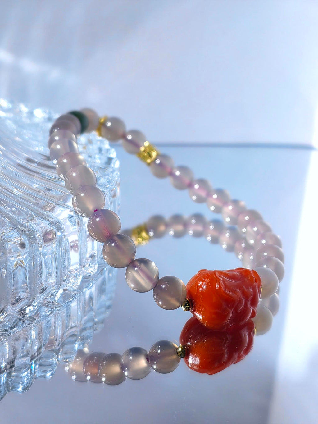 Smoky Agate With Carnelian Pixiu Bracelet