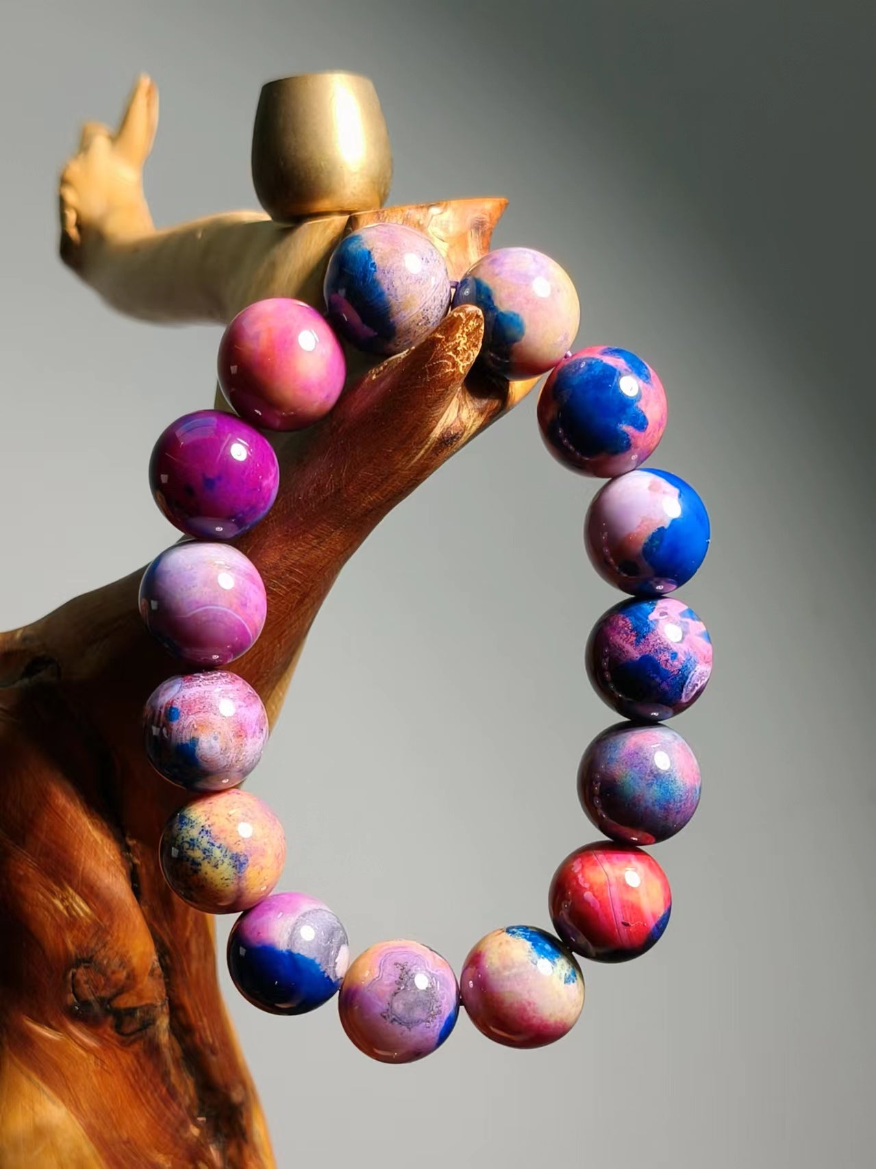 Agate Colorful Light Purple Bracelet 14mm