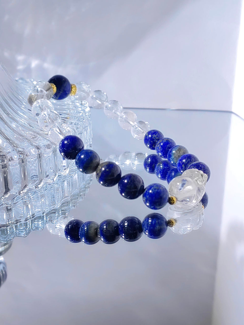 Lapis & Clear Quartz With PiXiu Bracelet