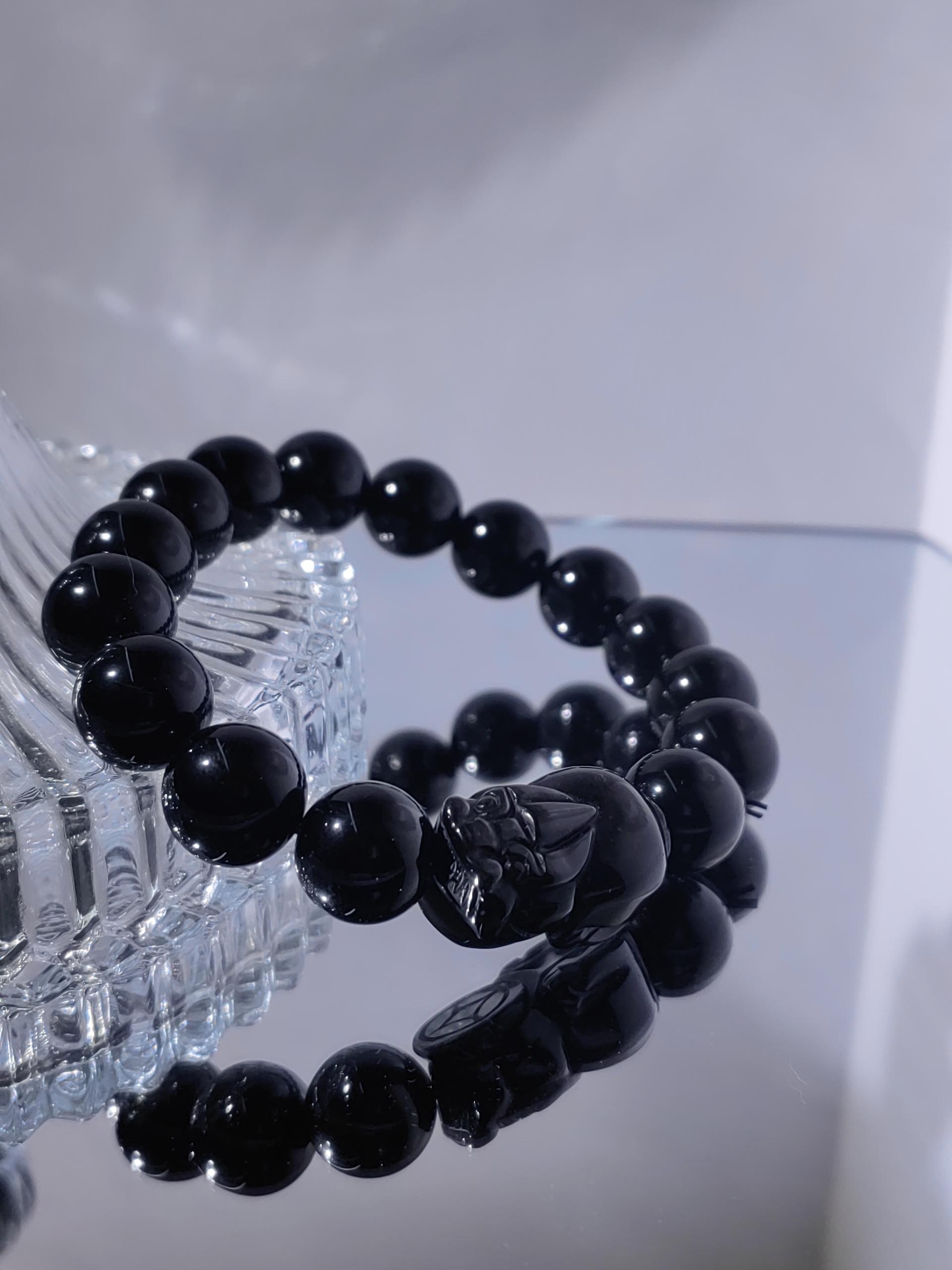 Obsidian Black With Pixiu 14mm Bracelet