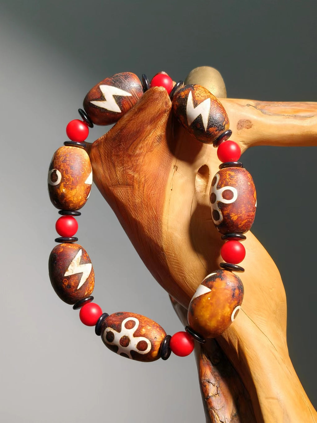 Agate Dzi FLASH Beads Bracelet