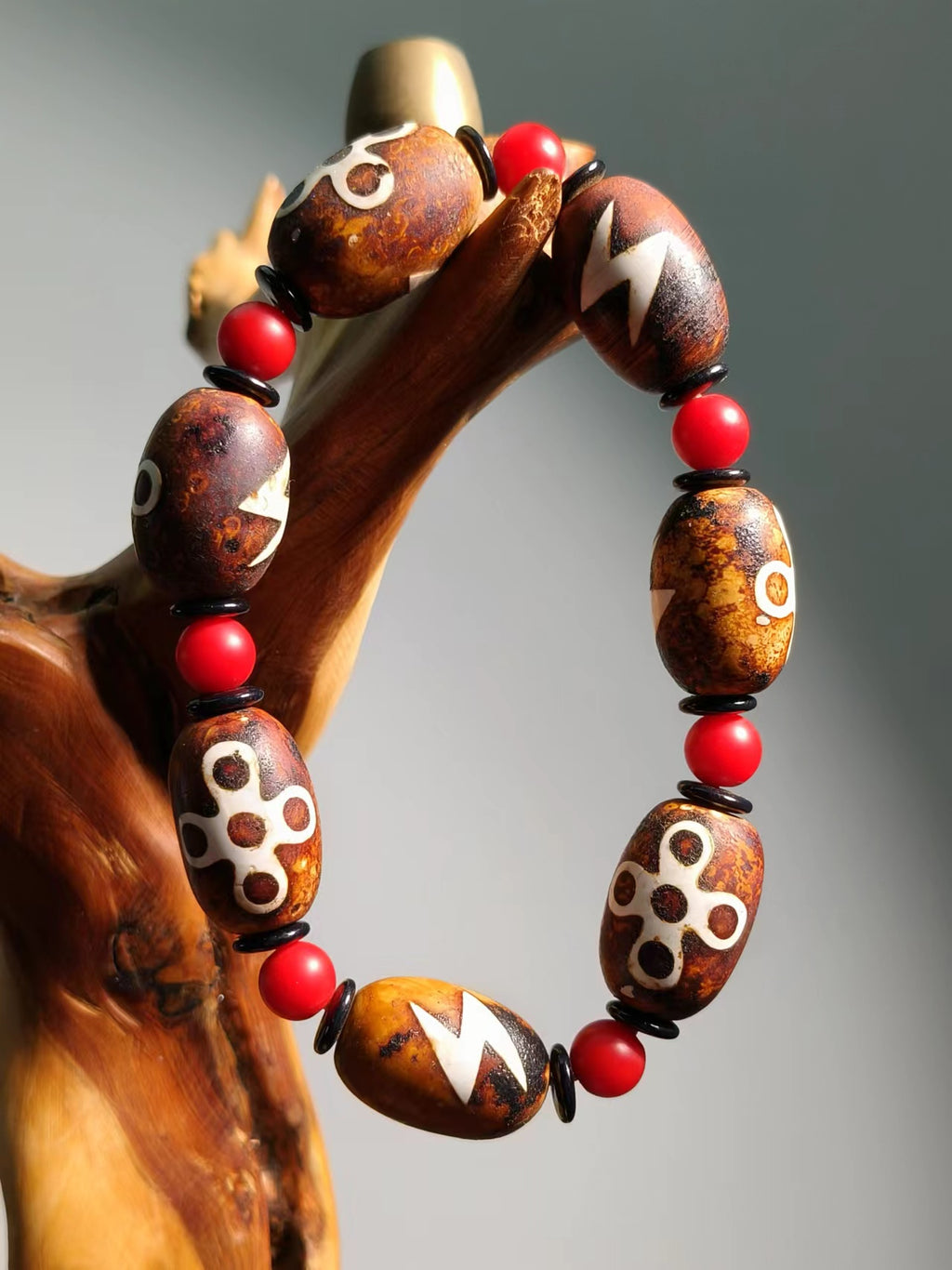 Agate Dzi FLASH Beads Bracelet