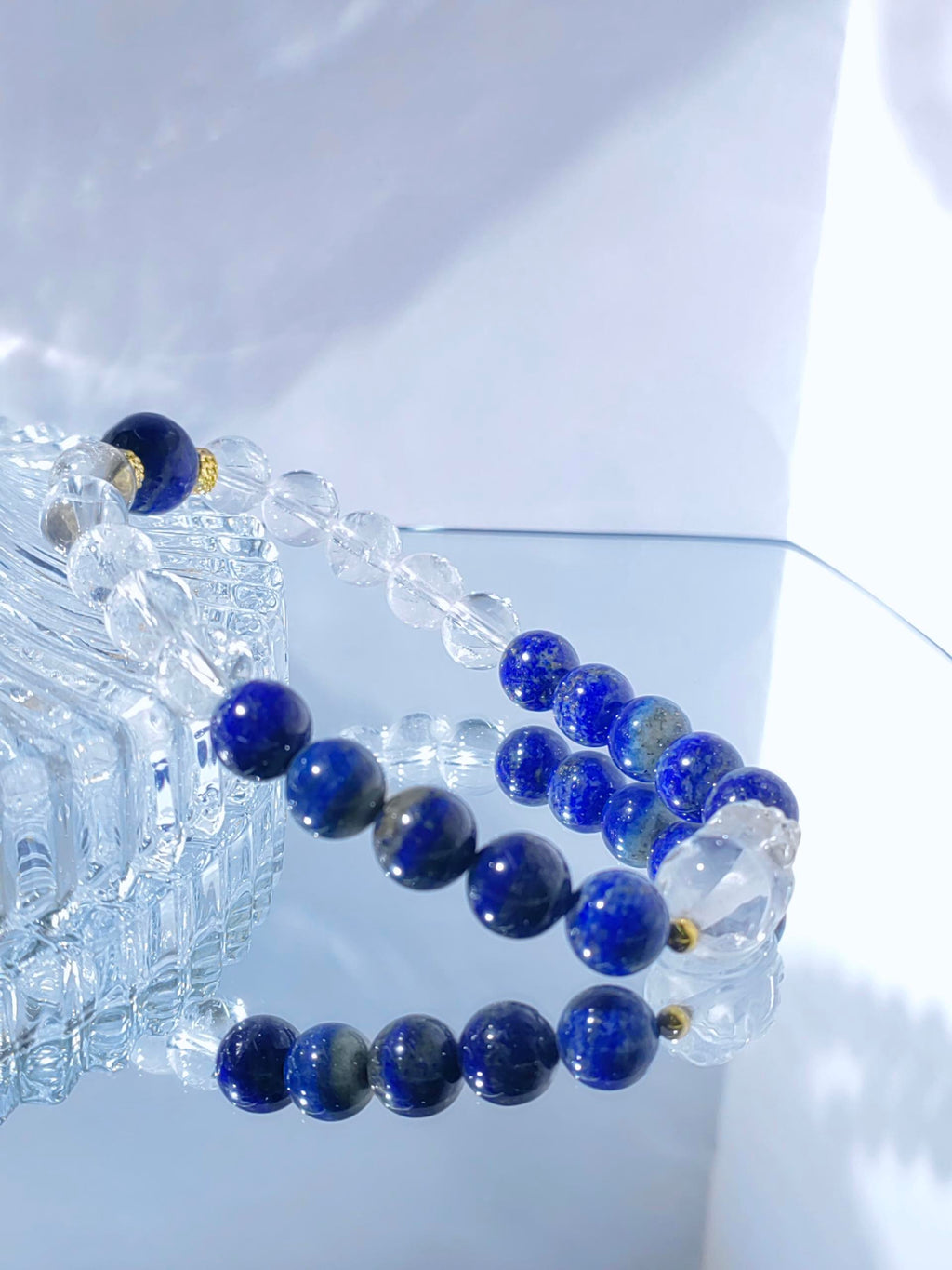 Lapis & Clear Quartz With PiXiu Bracelet