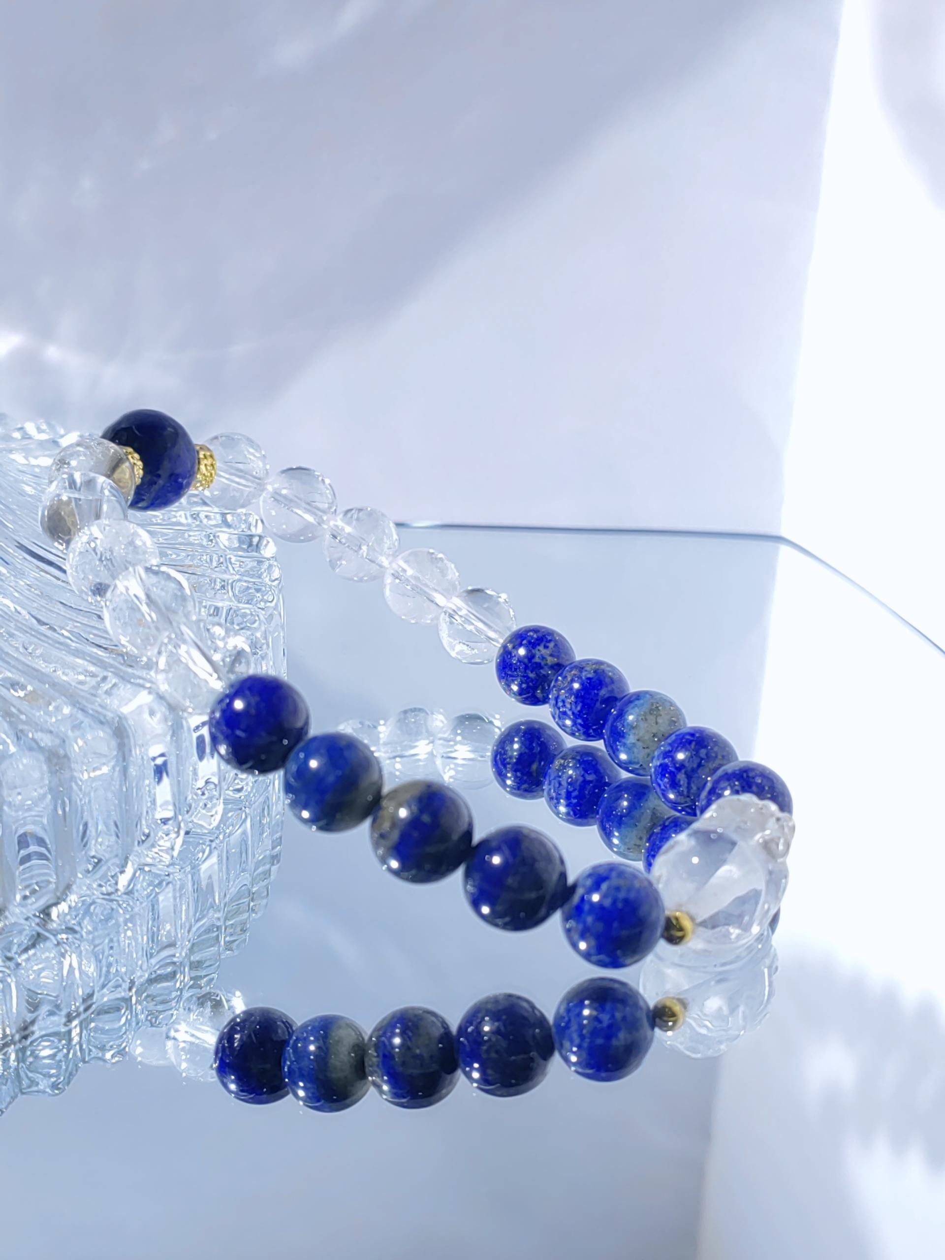 Lapis & Clear Quartz With PiXiu Bracelet