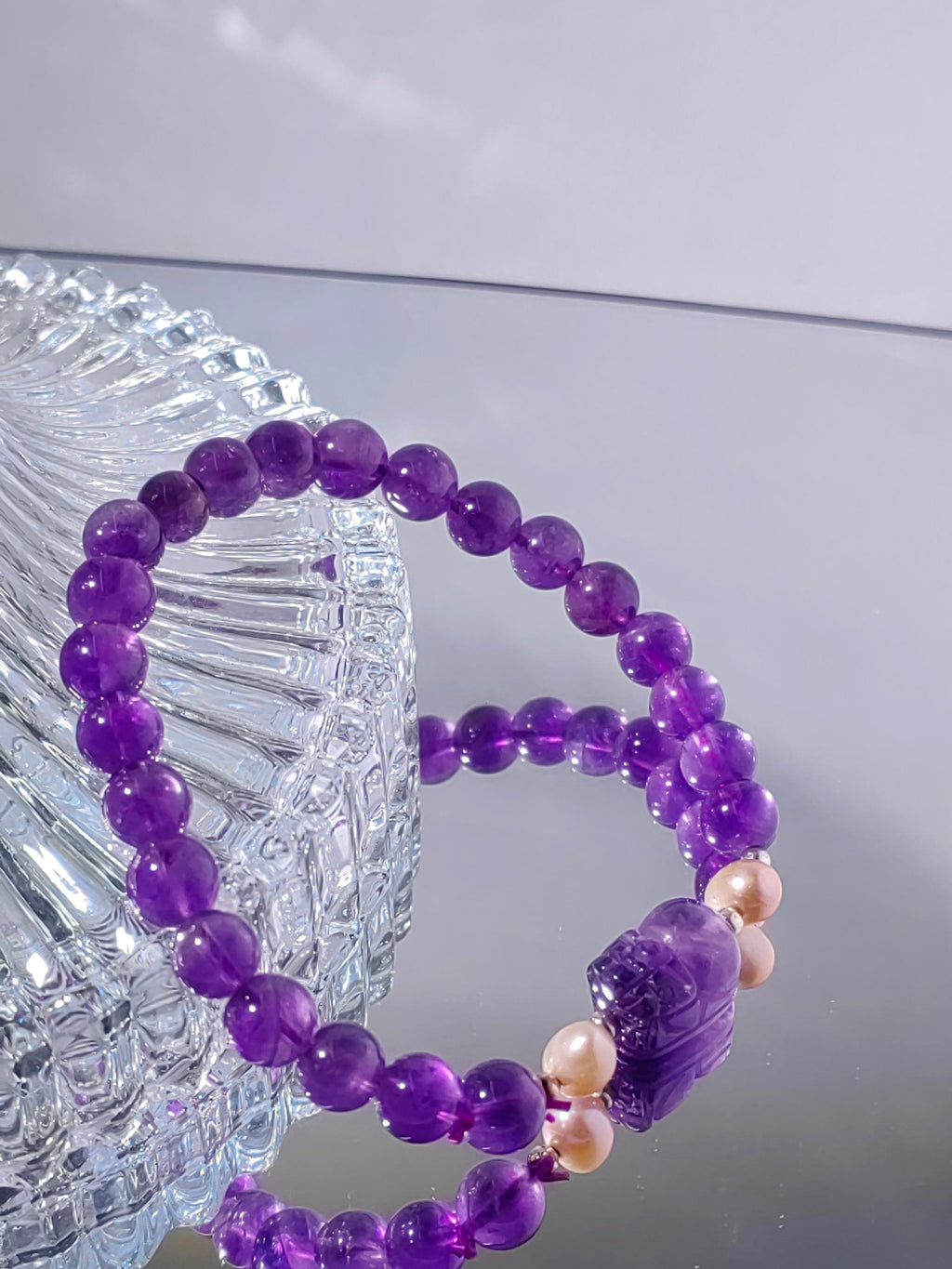 Amethyst With Pixiu & Preal Bracelet