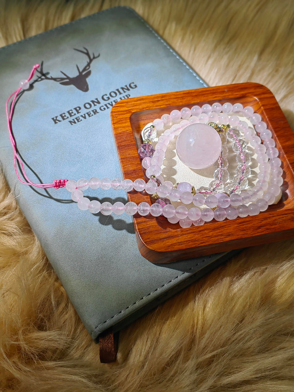 Rose Quartz Big Ball Necklace