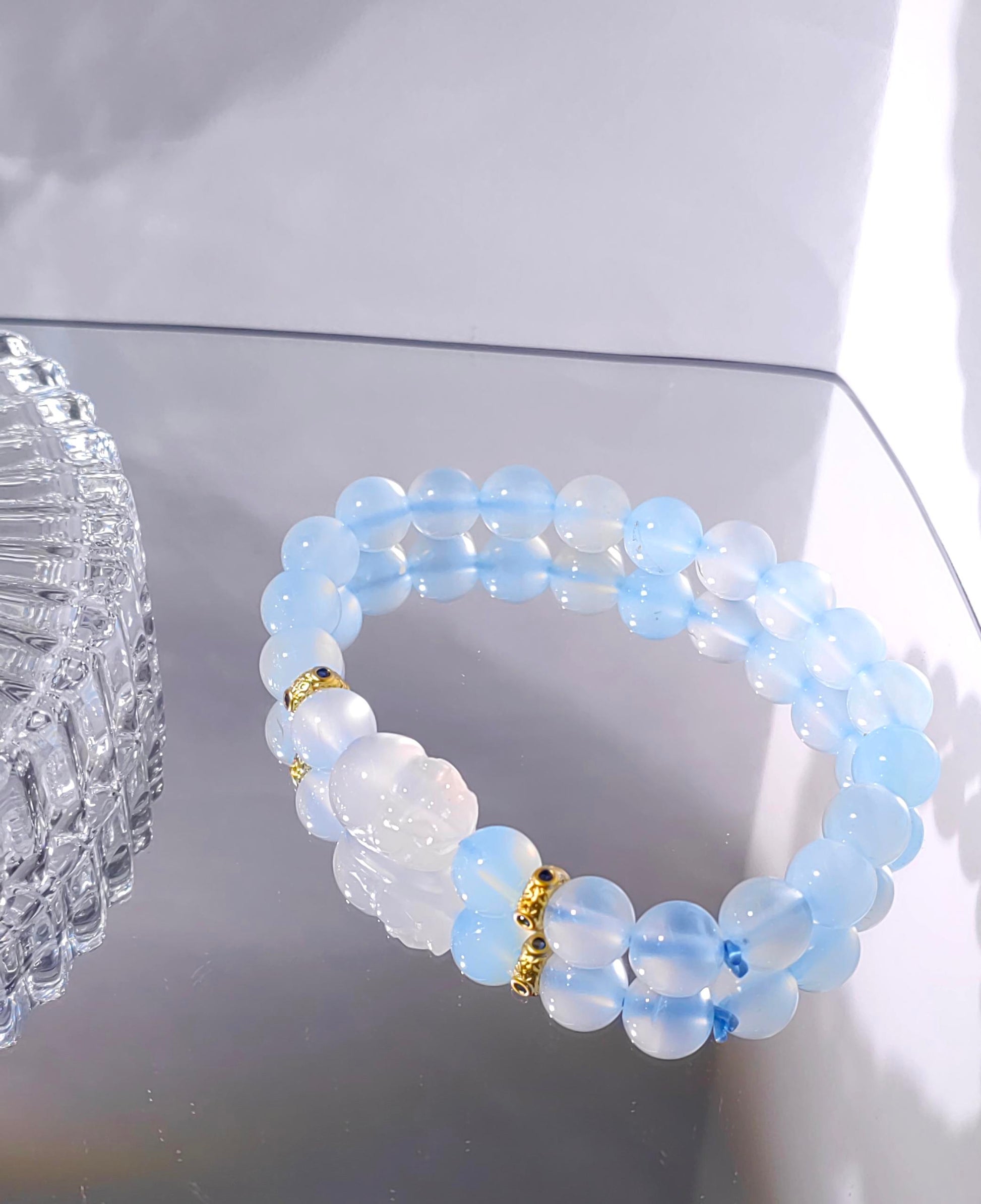 Sky Blue Agate with Pixiu Bracelet