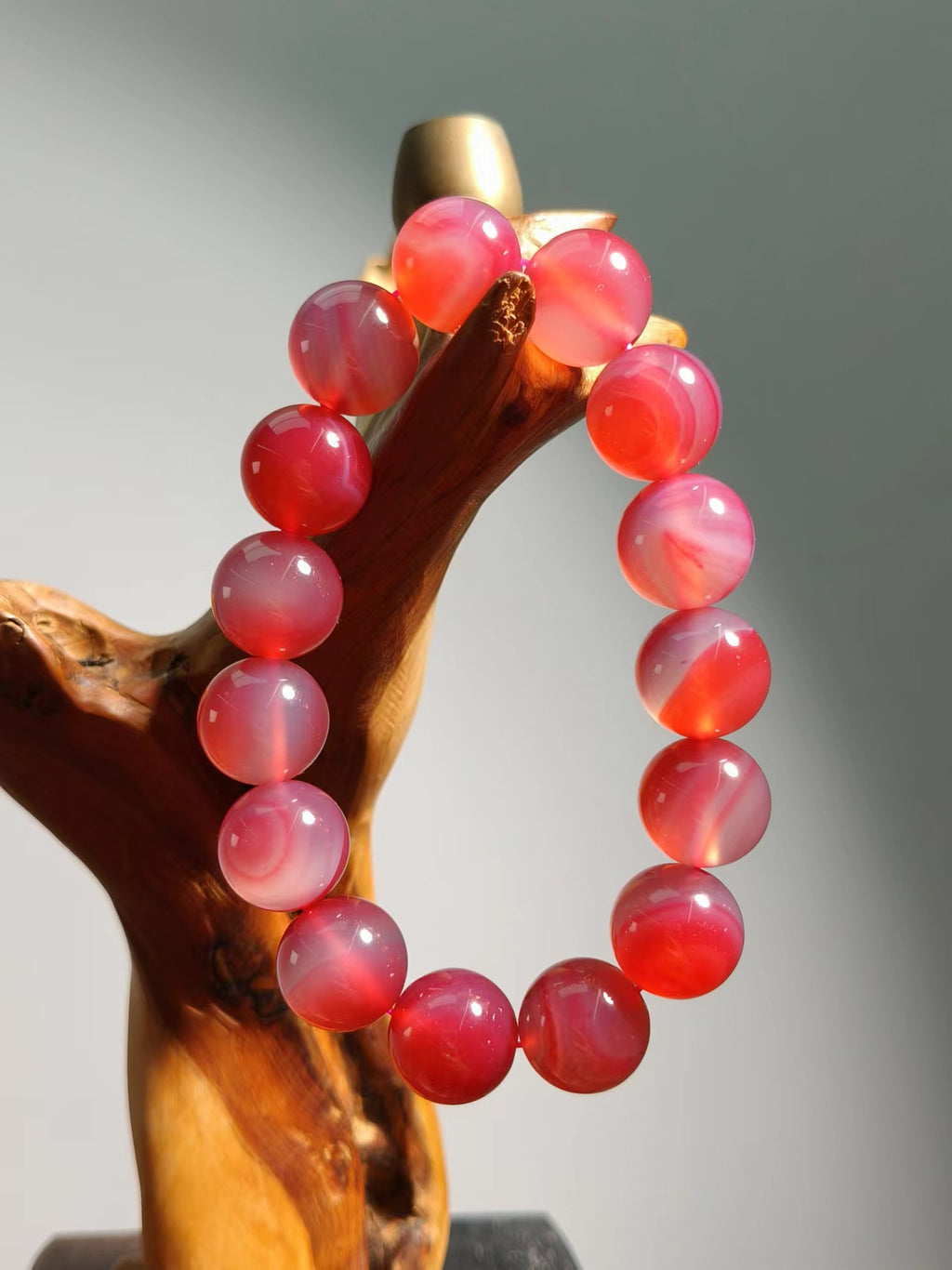 Agate  Watermelon Red Bracelet 14mm