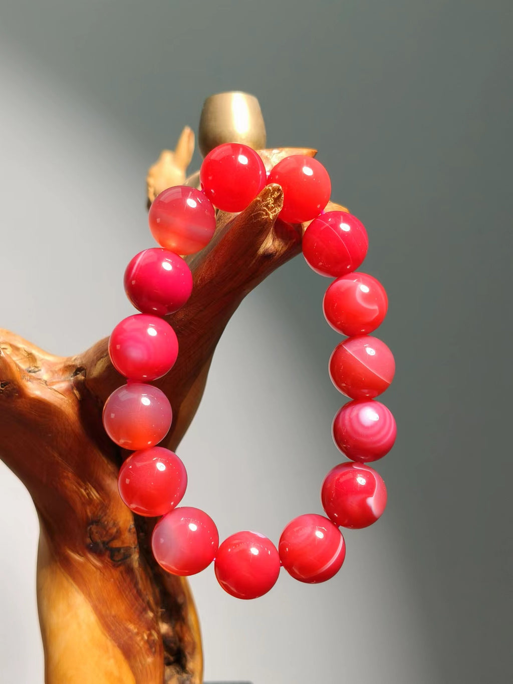 Agate  Watermelon Red Bracelet 14mm