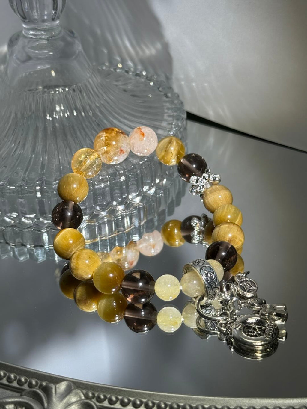 Tiger Glow Bracelet with Citrine & Smoky Accents -D1003