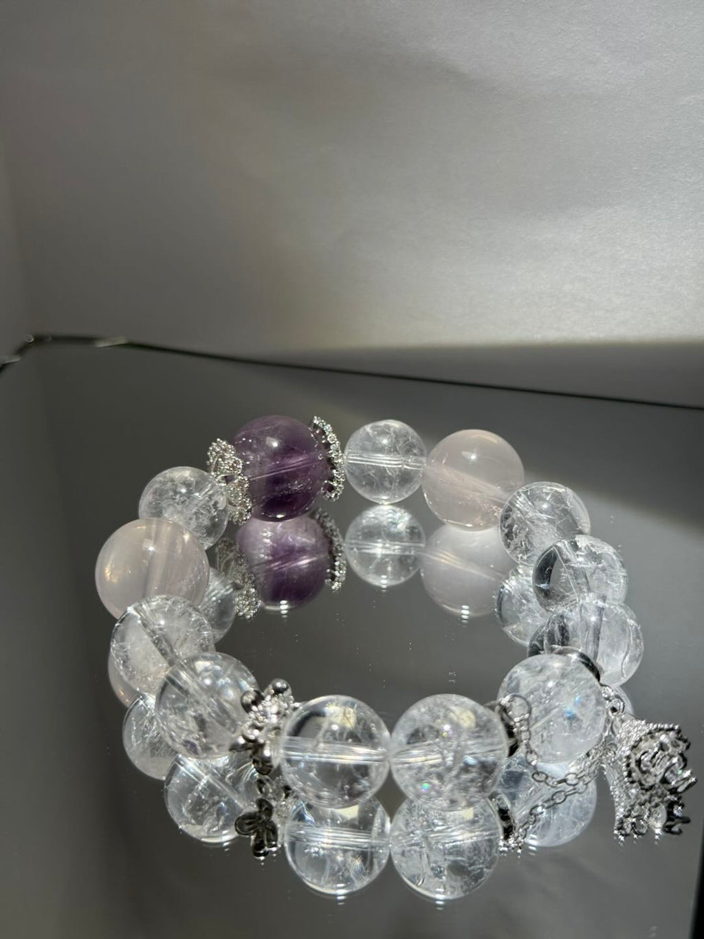 Artic Azeztulite & Amethyst Luminance Bracelet -D1005