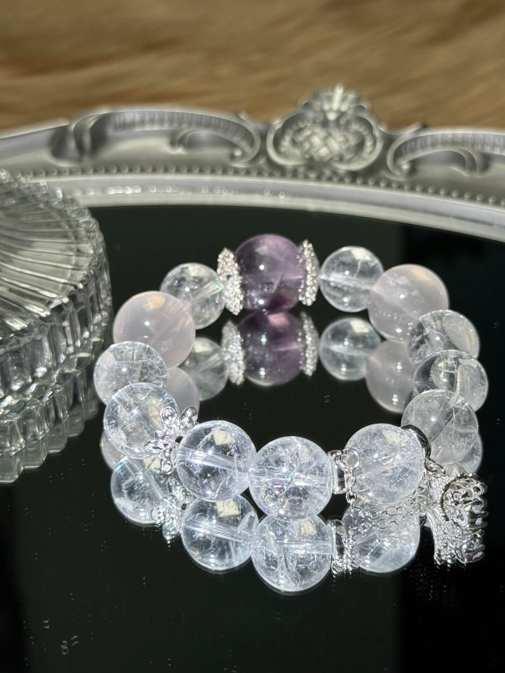 Artic Azeztulite & Amethyst Luminance Bracelet -D1005
