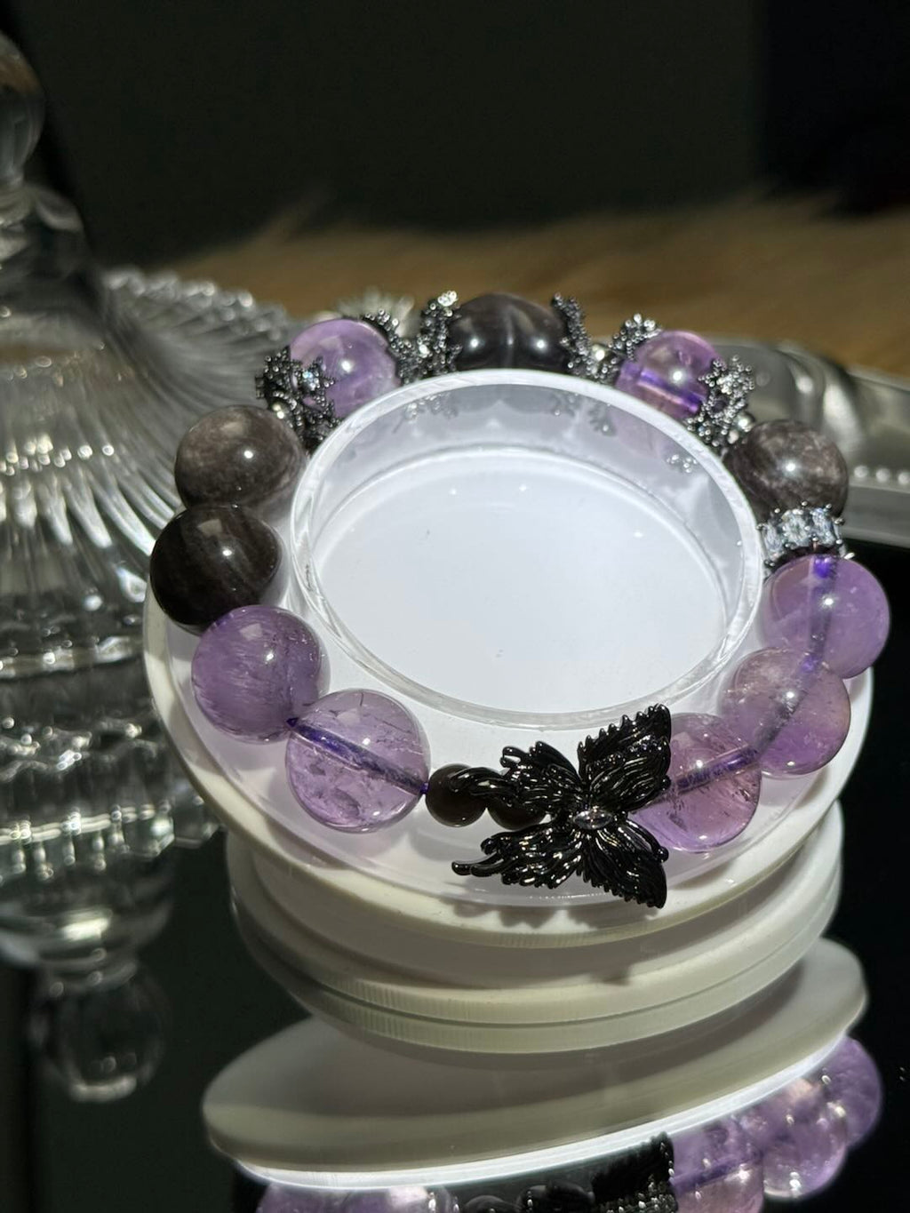 Amethyst Silverheart & Butterfly Whisper Charm -D1007