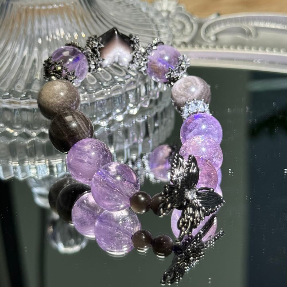 Amethyst Silverheart & Butterfly Whisper Charm -D1007
