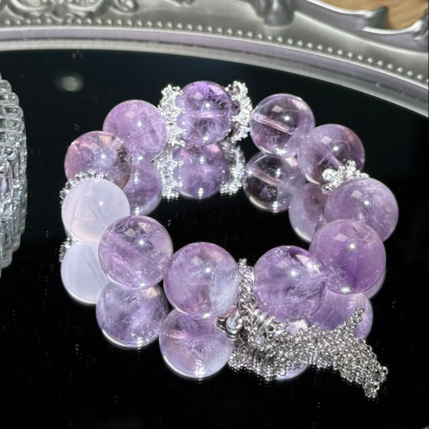Amethyst Monolith & Rose Kiss Bracelet -D1008