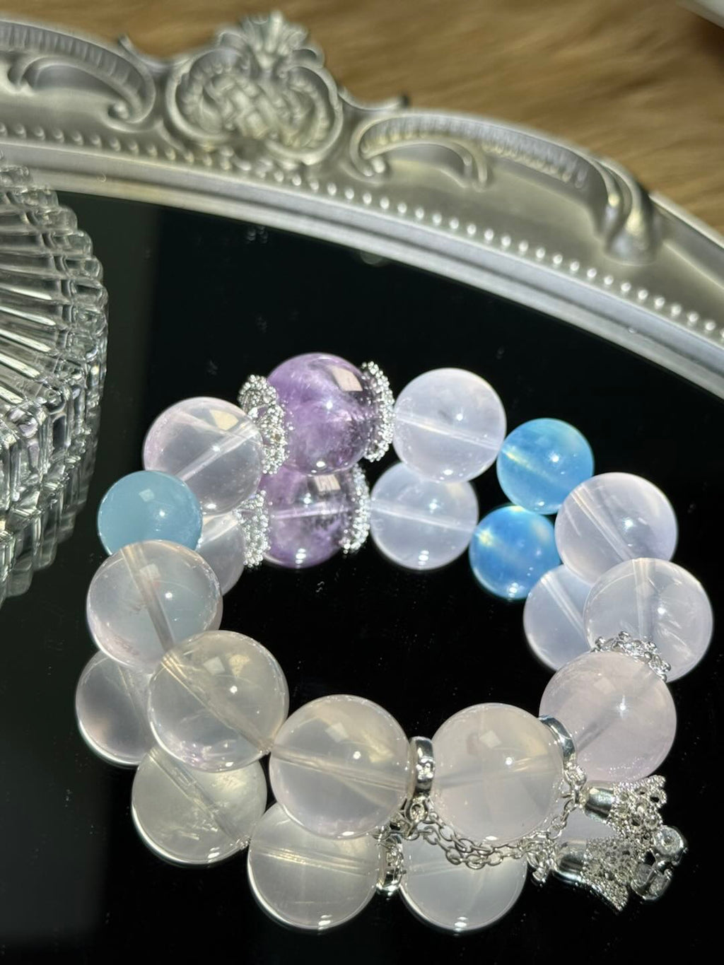 Azeztulite & Aquamarine Luster with Amethyst -D1009