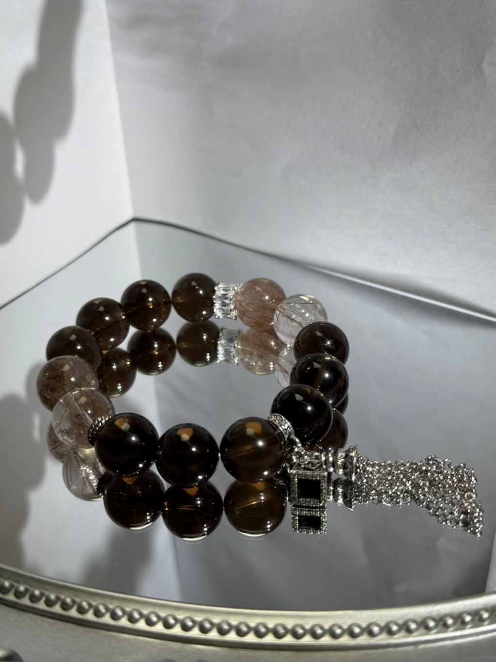 Tawny Crystal Bracelet & Golden Rutile Stars -D1010