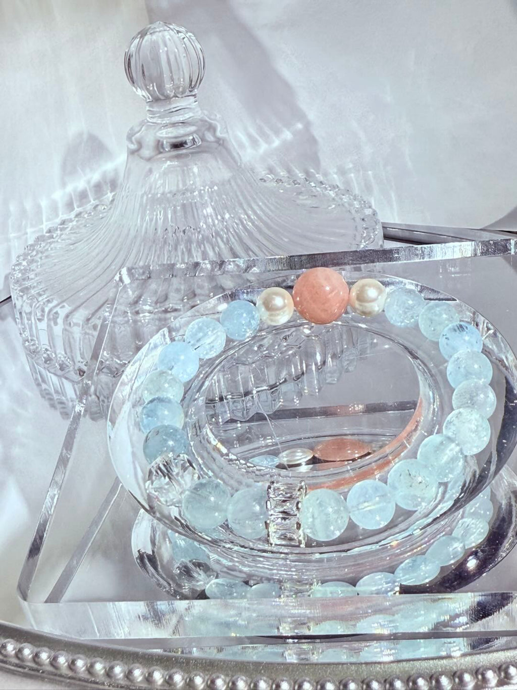 Sea - kissed Pearl and Solar - touched Aquamarine -D1015