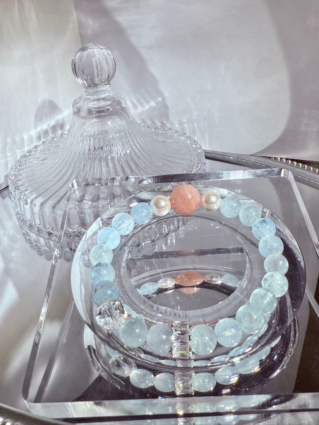 Sea - kissed Pearl and Solar - touched Aquamarine -D1015