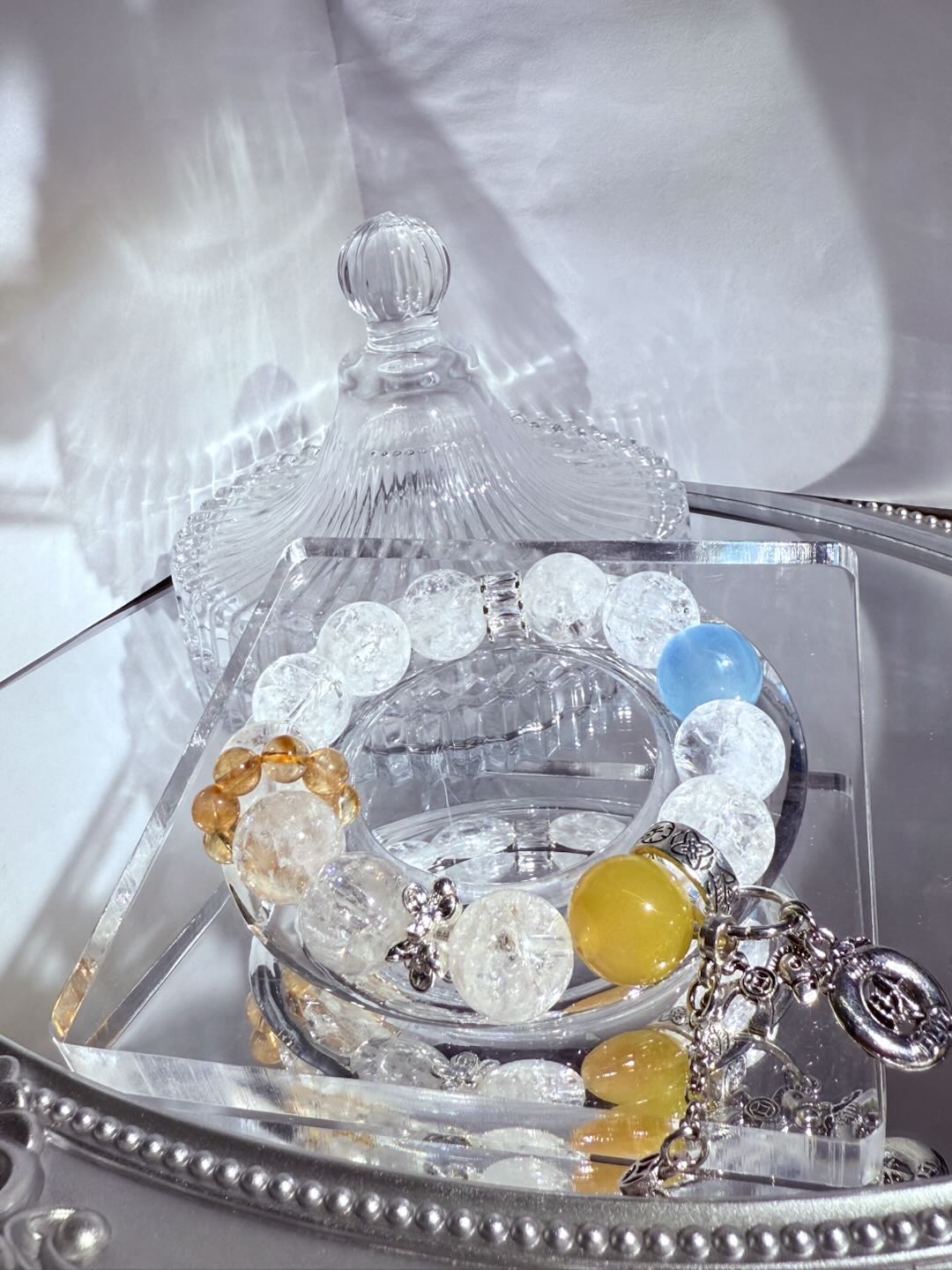 Azeztulite & Aquamarine Gleam Bracelet -D1024