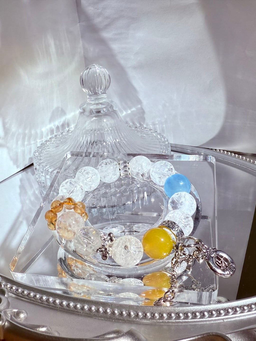 Azeztulite & Aquamarine Gleam Bracelet -D1024