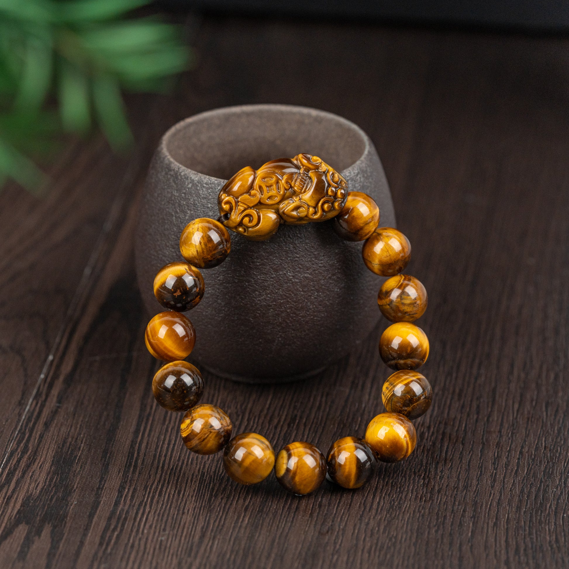 Yellow Tiger Eye With Pixiu Bracelet 14mm