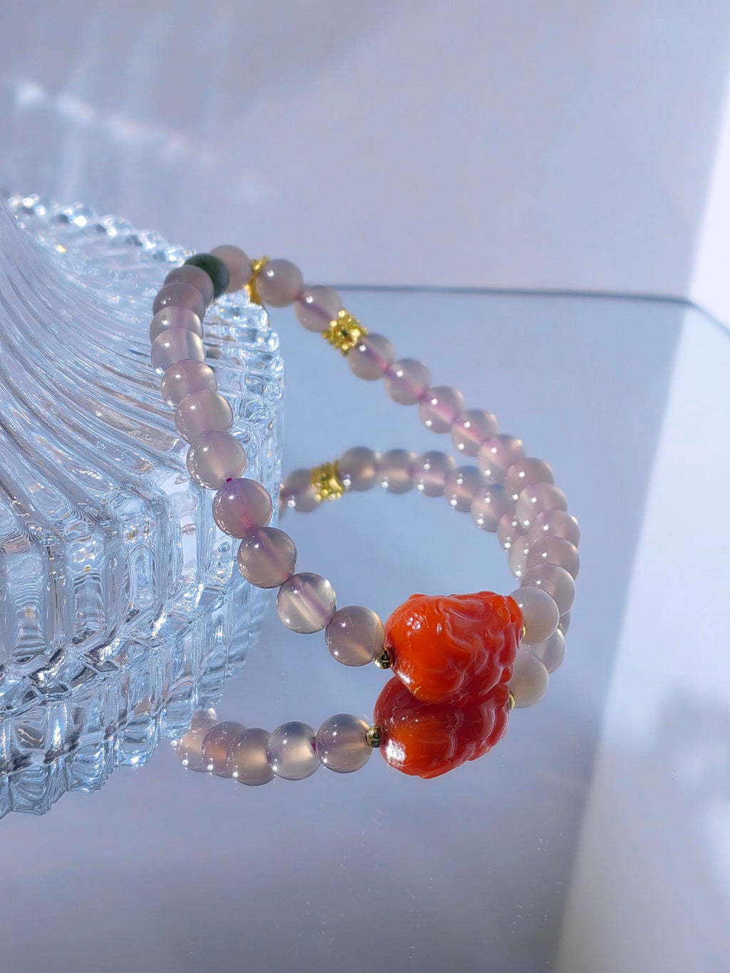 Smoky Agate With Carnelian Pixiu Bracelet