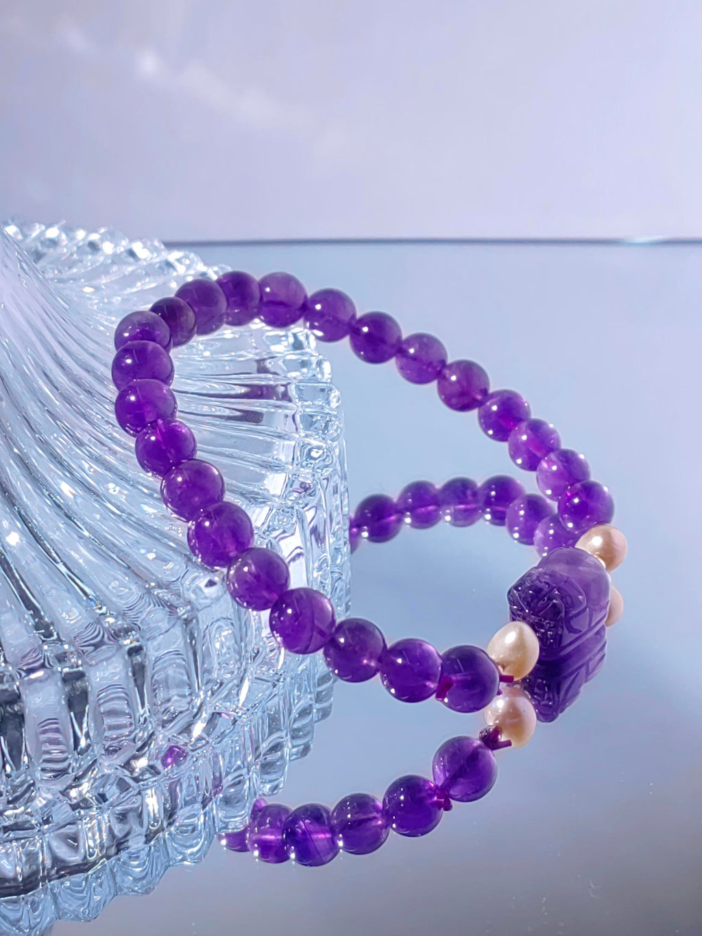 Amethyst With Pixiu & Preal Bracelet