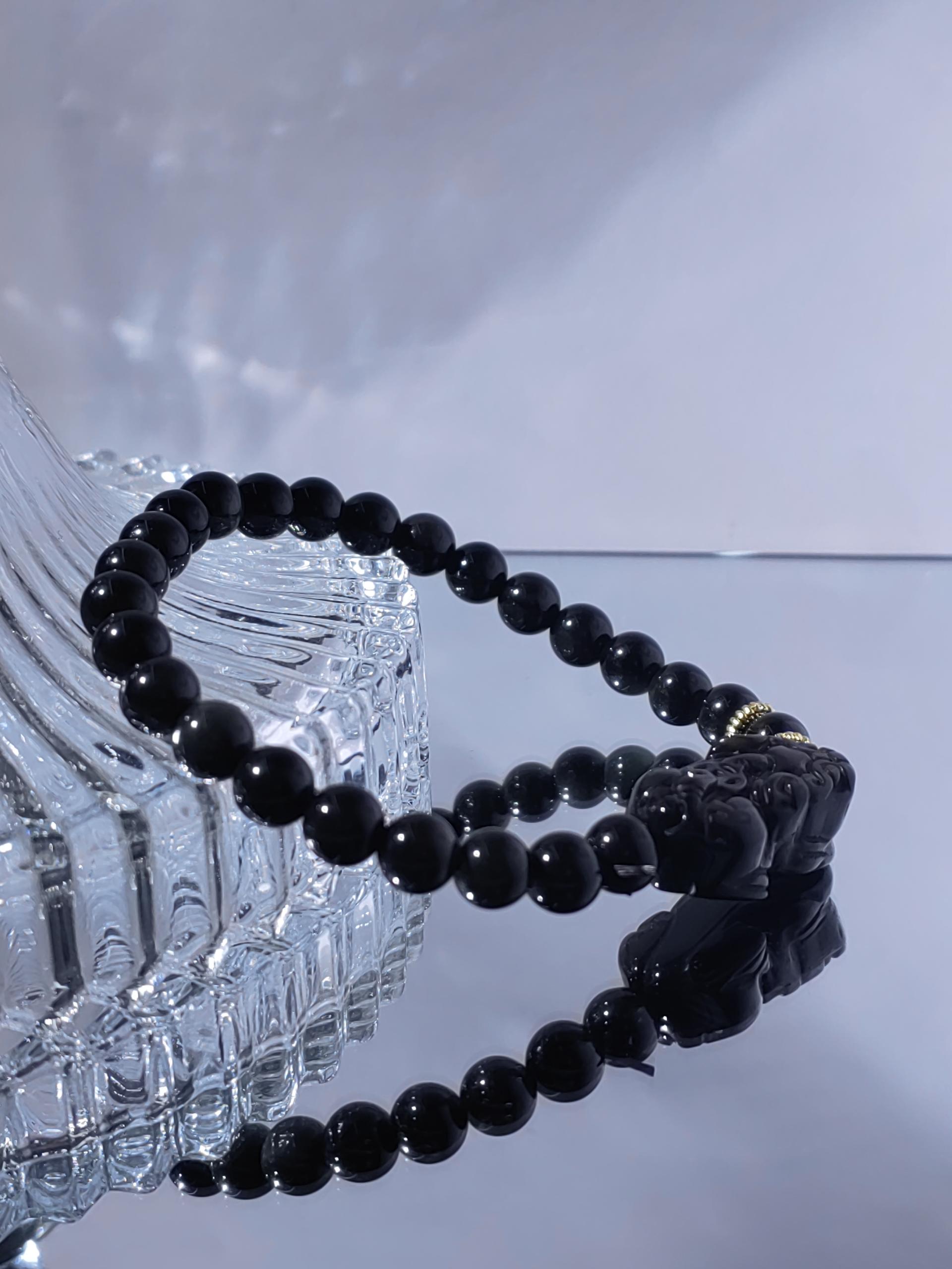 Obsidian With Pixiu 8mm Bracelet