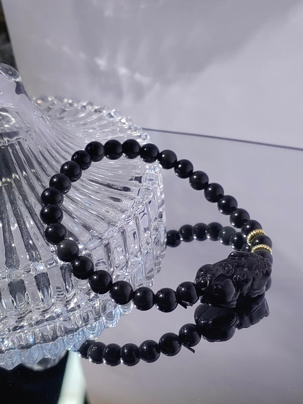 Obsidian With Pixiu 8mm Bracelet
