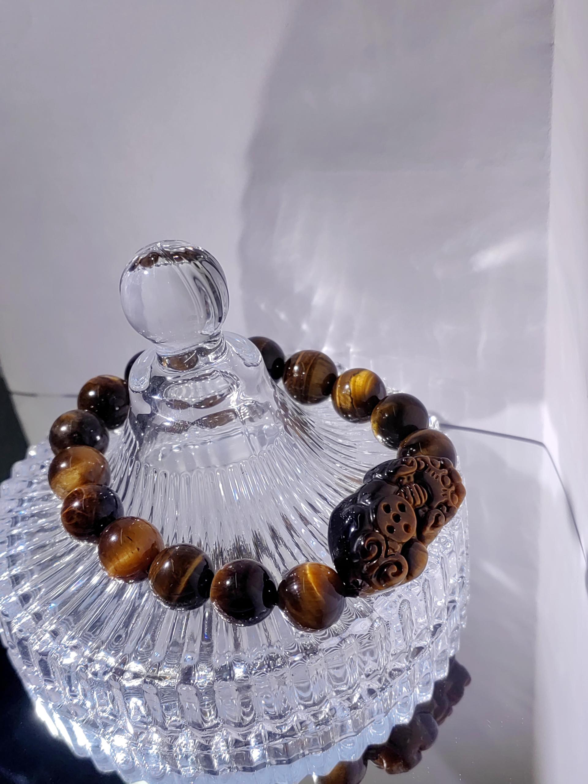 Yellow Tiger Eye With Pixiu Bracelet 14mm