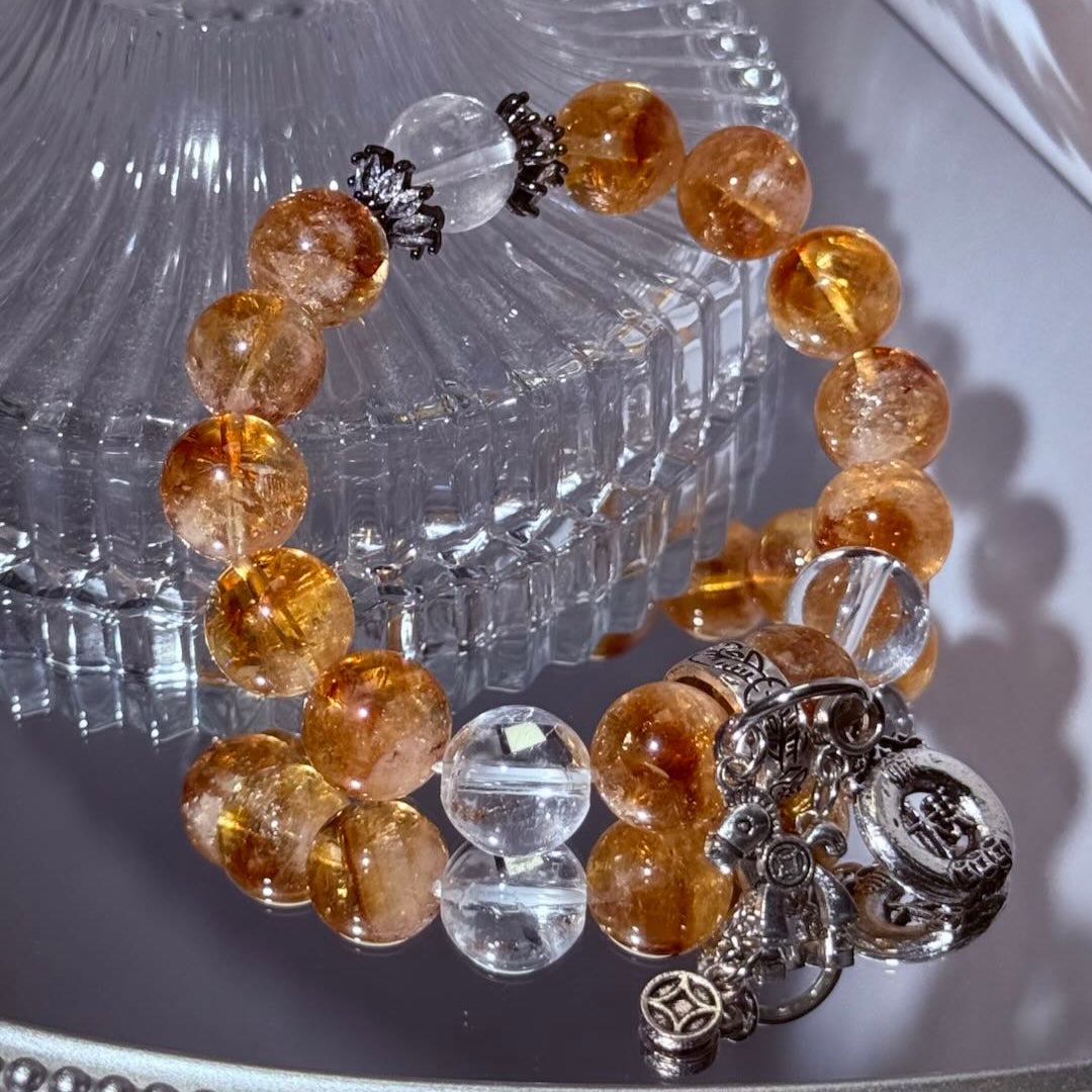Drak Citrine Regalia & Clear Quartz Statement -D1002
