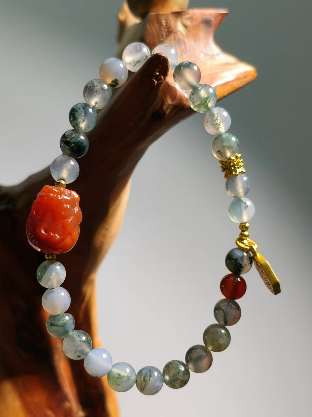 Agate HQ Moss & Red PiXiu Bracelet