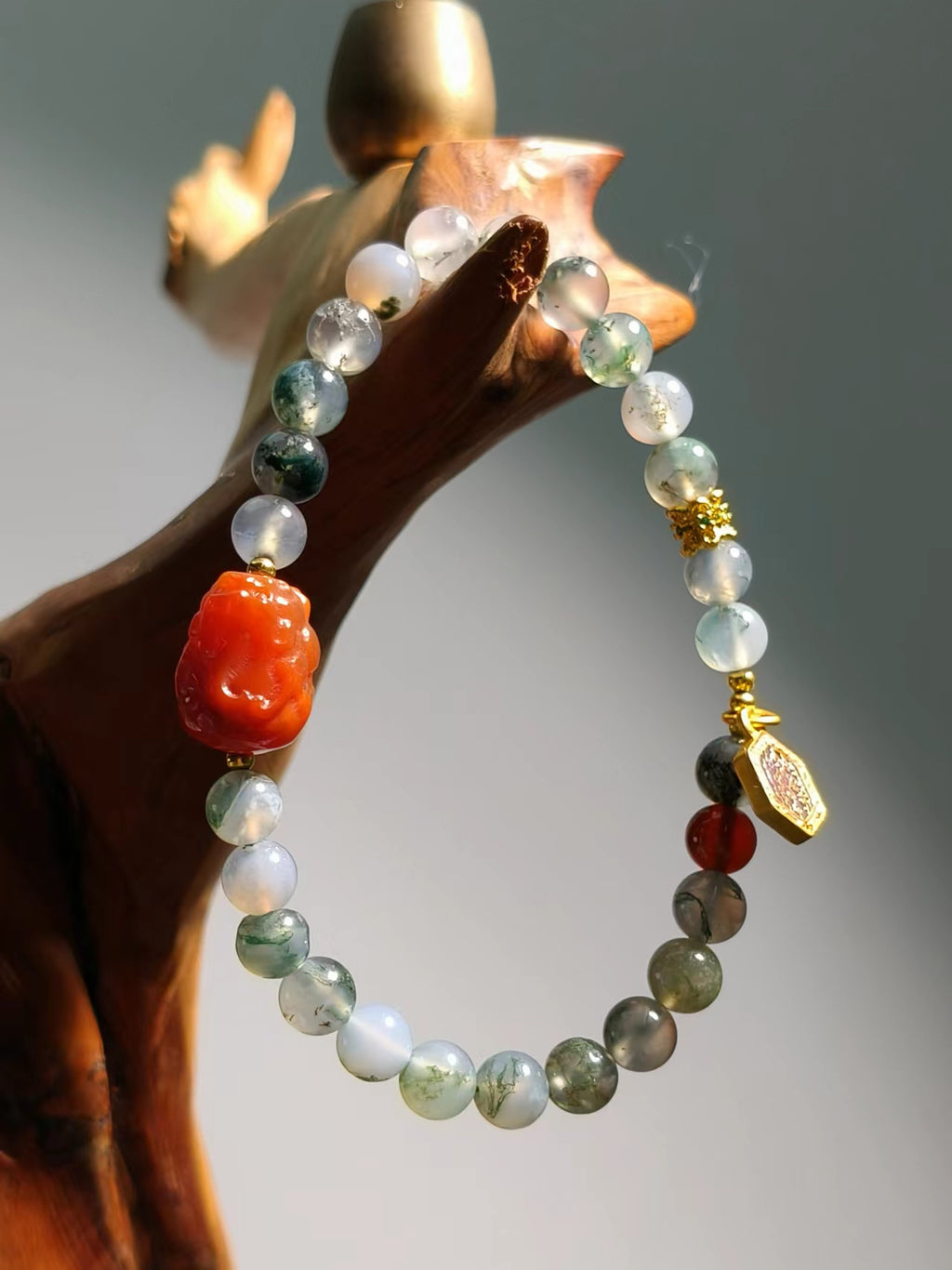 Agate HQ Moss & Red PiXiu Bracelet