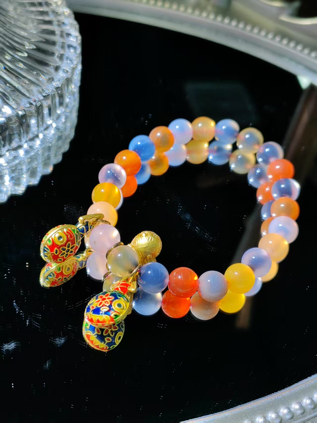 Agate Rainbow Suage Heart & Bell