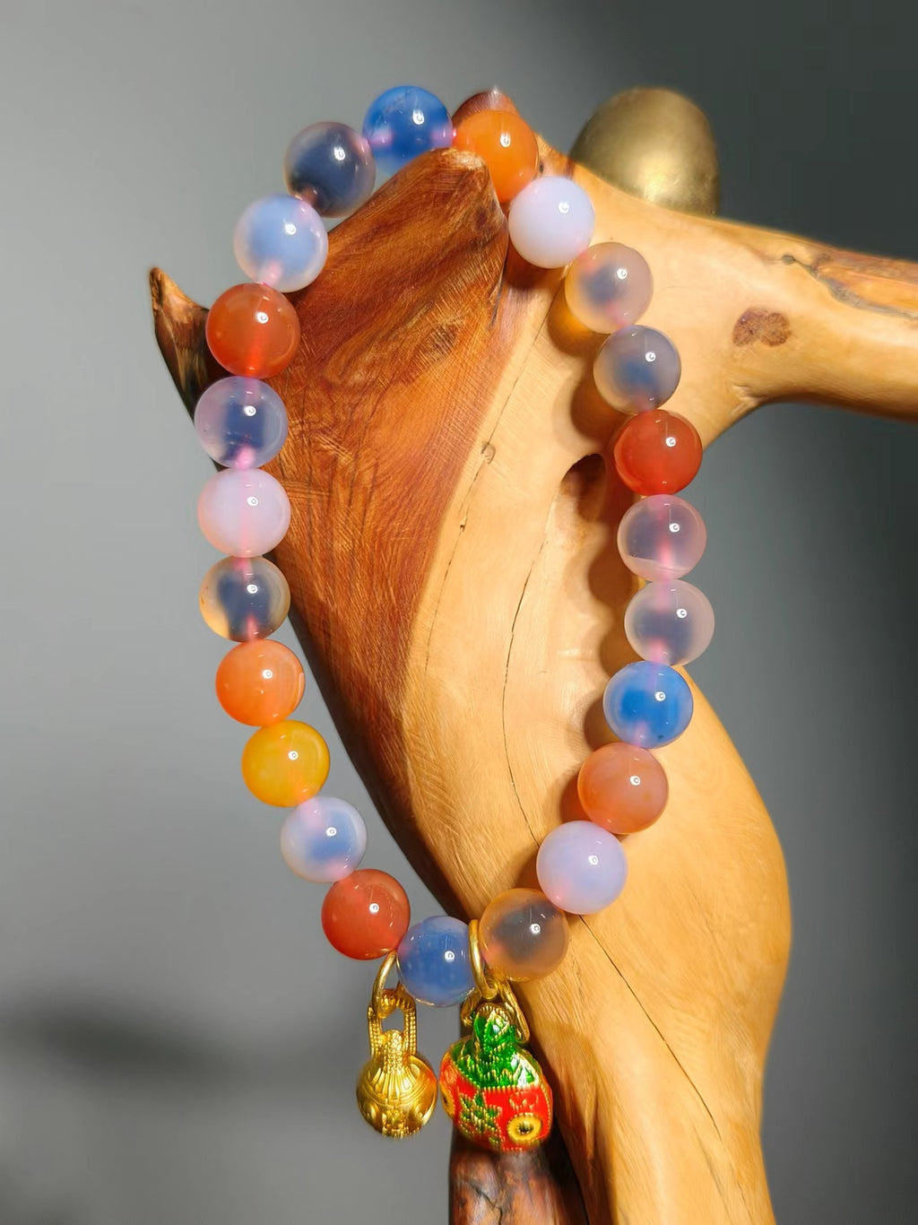 Agate Rainbow Suage Heart & Bell