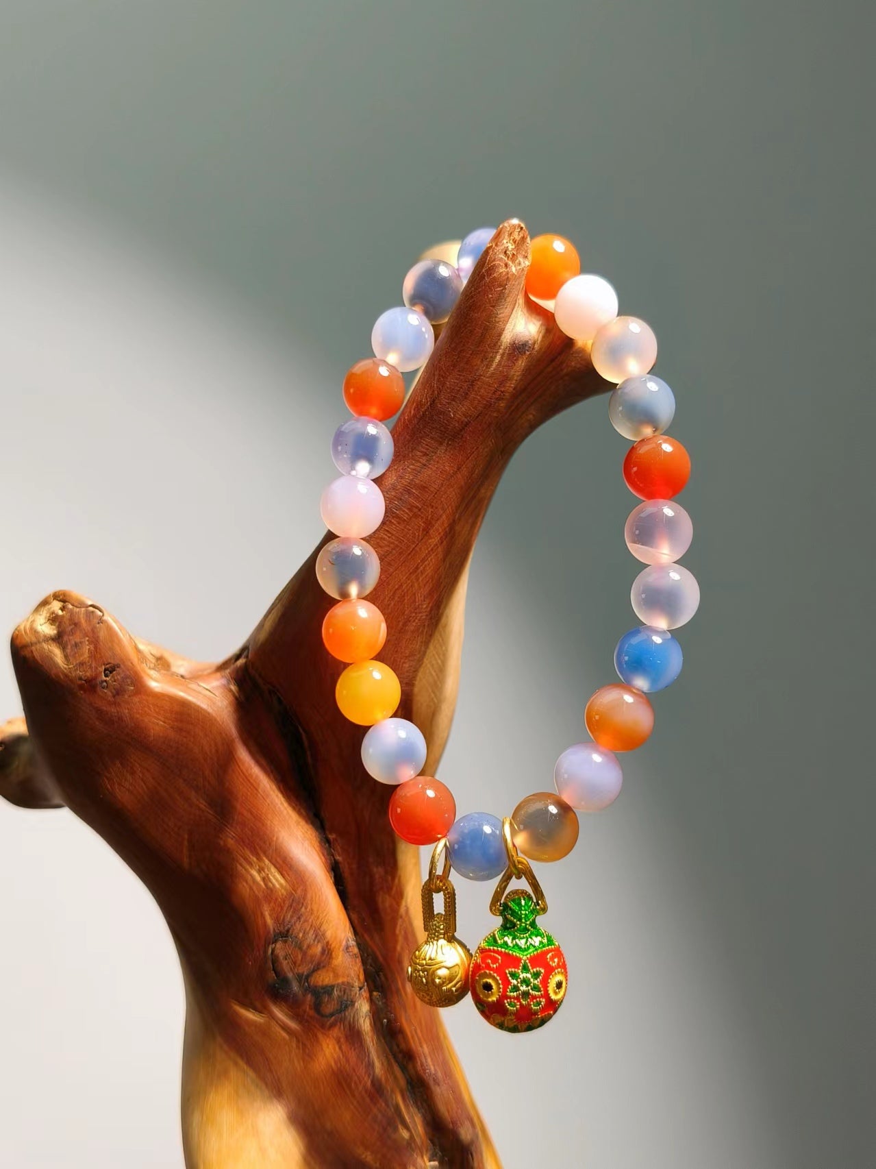 Agate Rainbow Suage Heart & Bell